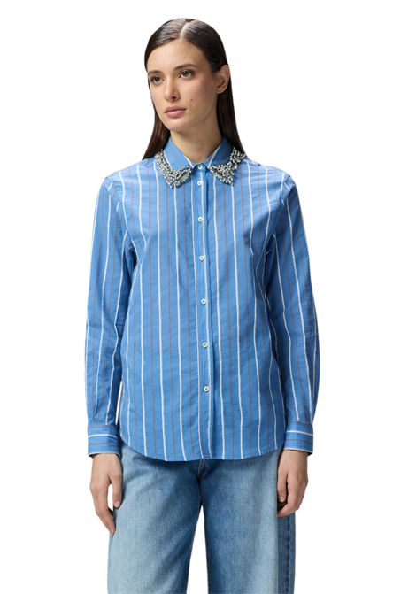 Camicia a righe con colletto ricamato con strass PINKO | Camicie | 104813 A2ETEZZ